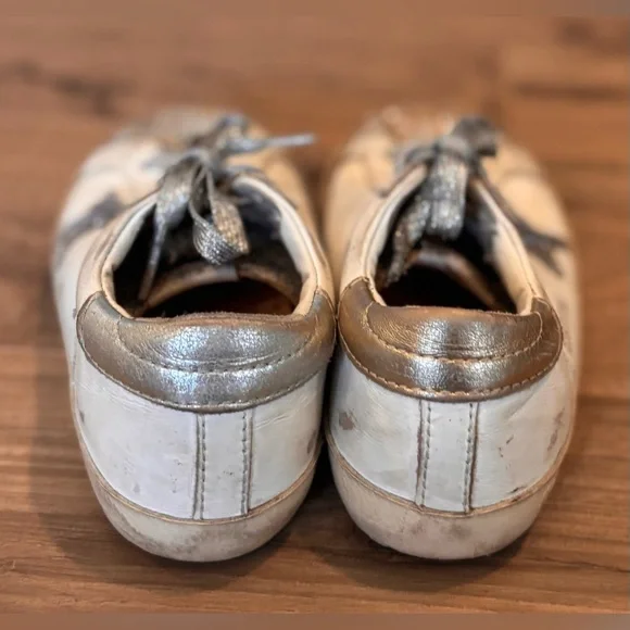 Golden Goose Superstar Glitter Sneakers – Silver/Gold Star | Size 10 | Girls - Picture 4 of 5